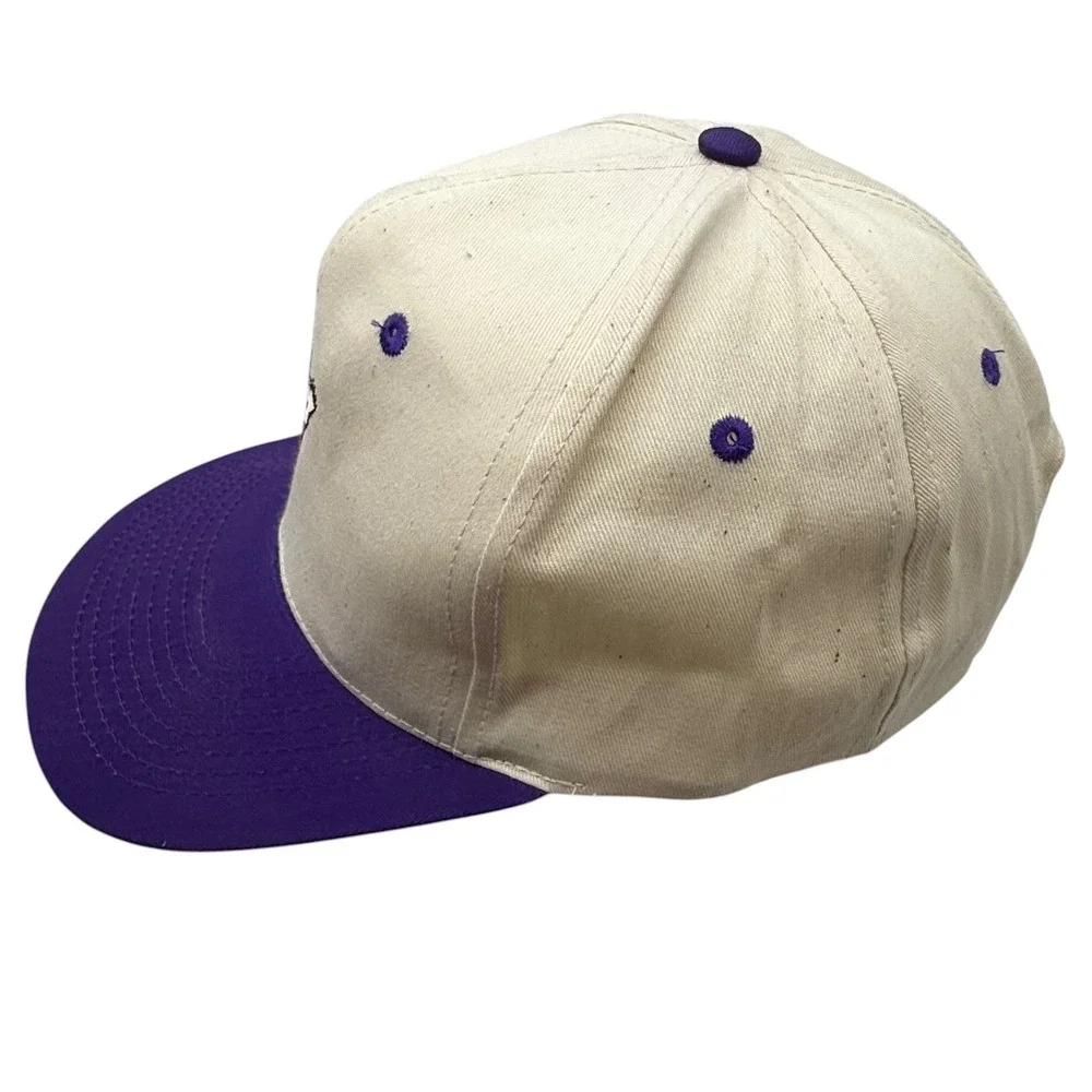 Vintage Bobs Big Boy‎ Snapback Hat Cream Purple Mascot Embroidered Cap TC